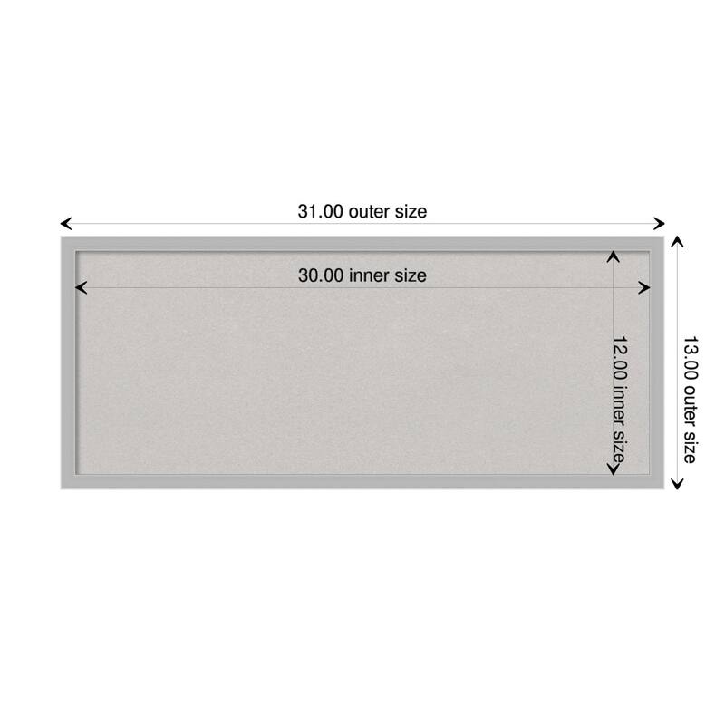 Hera Chrome Framed Grey Corkboard Bulletin Board - Board Size 30x12