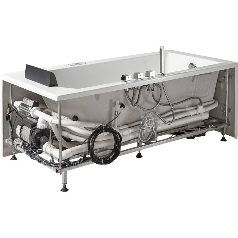 5 ft Acrylic White Rectangular Whirlpool Bathtub w Fixtures