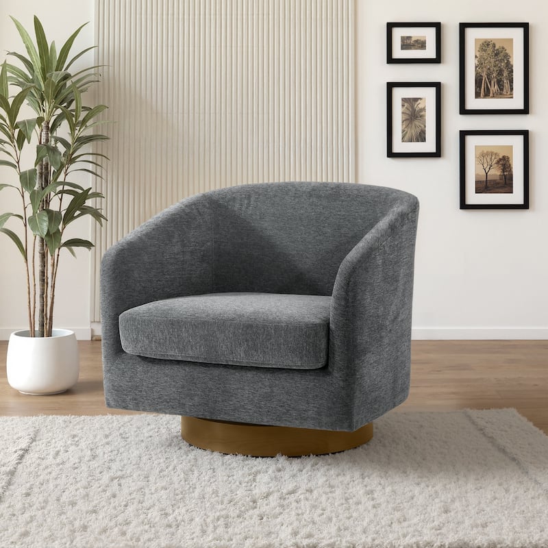 2 Set Modern Wide Round Swivel Accent Barrel Chairs