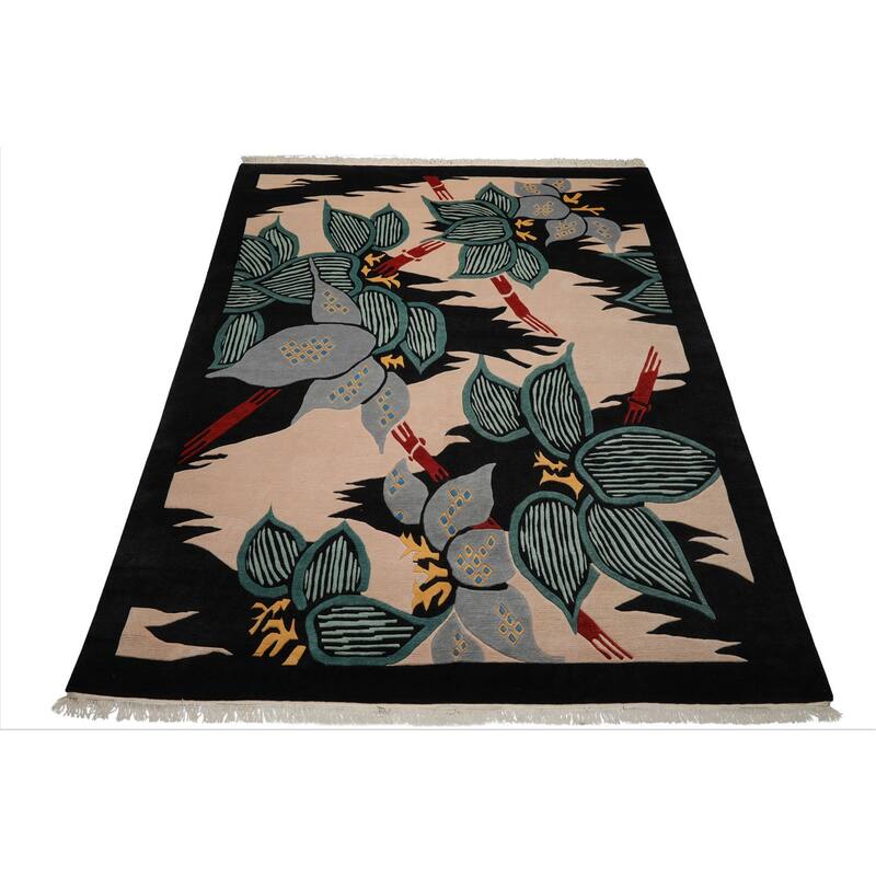 8'8''x11'8'' Hand Knotted Wool Ivory Tibetan Art Deco Plush Pile Rug - 8' 8'' x 11' 8''