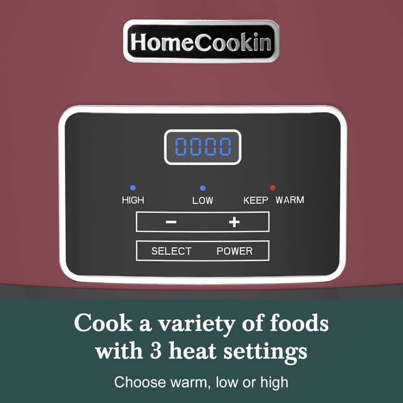 6 QT Red Digital Programmable Slow Cooker with Removable Crock