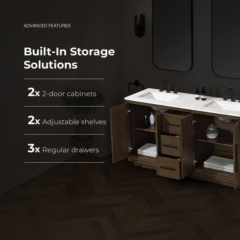 OVE Hale Aged Oak Bathroom Vanity with Engineered Marble Top