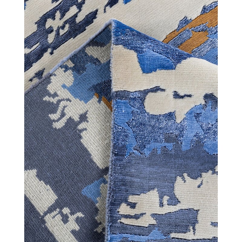 Modern One-of-a-Kind Hand-Knotted Area Rug - Ivory, 9' 2" x 12' 3" - 9' 2" x 12' 3"