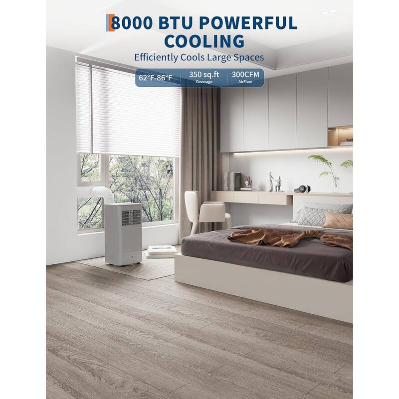 3-in-1 8000 BTU Portable Air Conditioner Cooling AC Portable Air Conditioner for Room with Sleep Mode