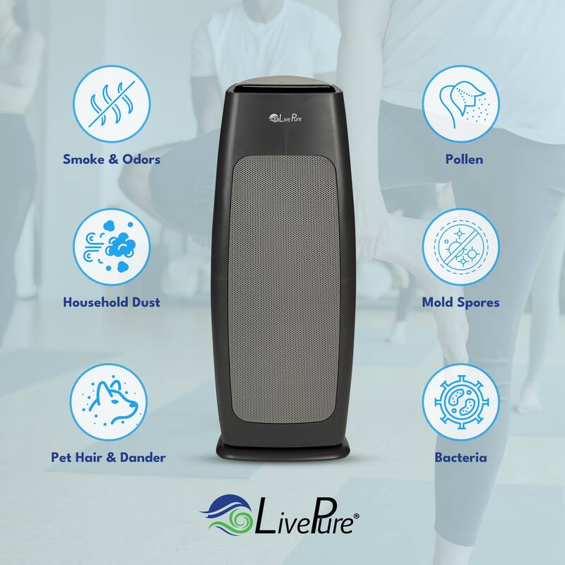 LivePure LP270THP Sierra Series Digital Tall Tower Air Purifier with Permanent Filtration