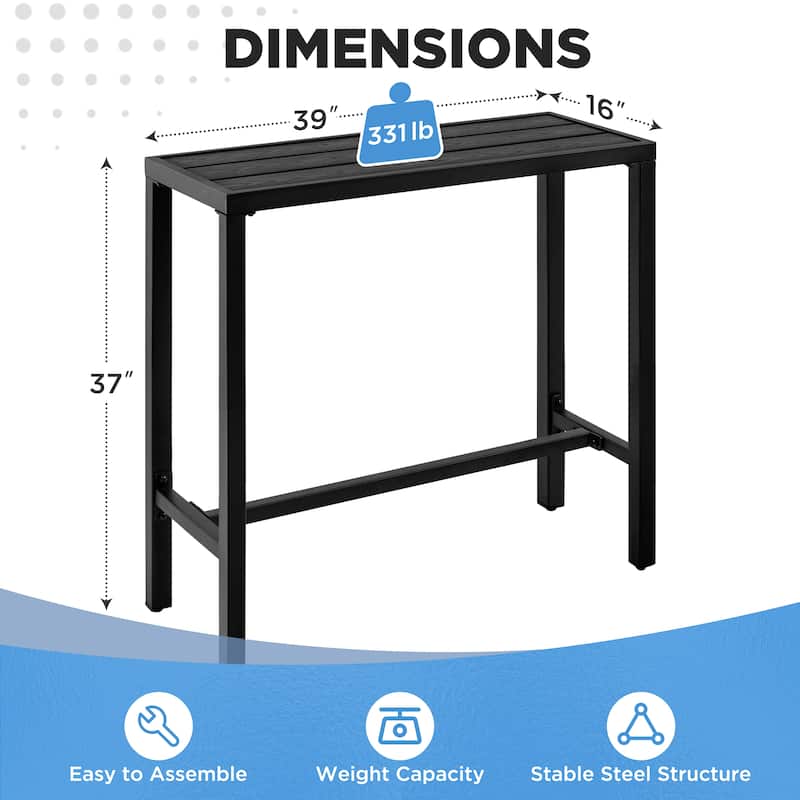 Yaheetech 39in Patio Counter Height Table Square Bar Height Table For Garden