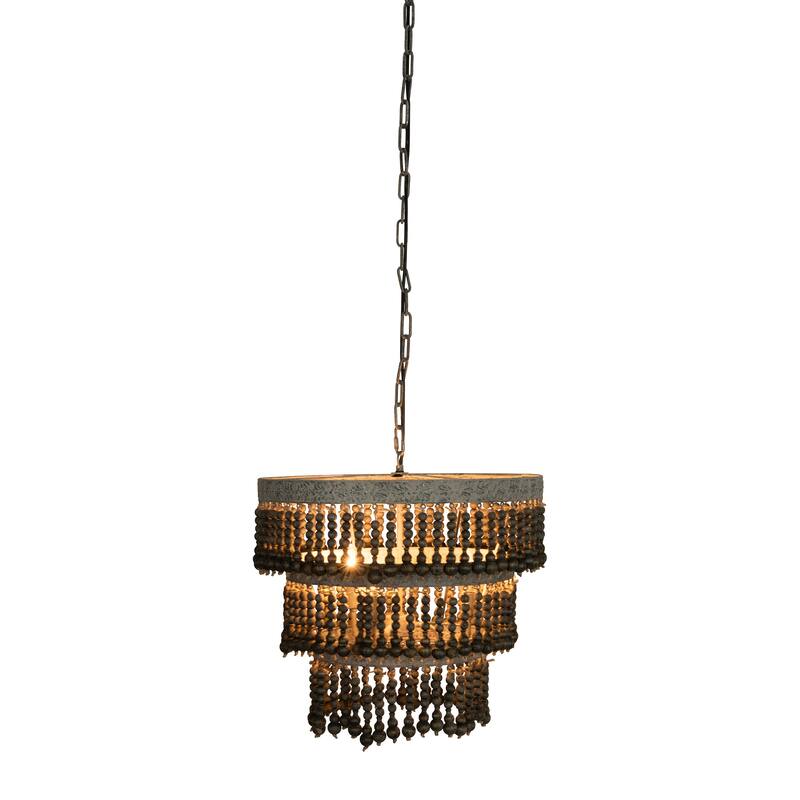 3-Tier Draped Wood Bead Chandelier