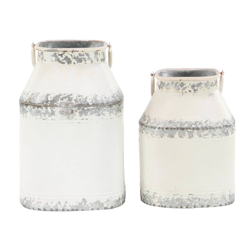 Metal Decorative Vase - Set of 2 White - Roche River Decor - White - 11", 14"H