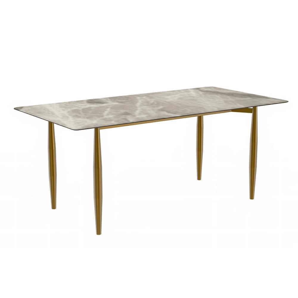 Zinti Rectangular Dining Table with Sintered Stone/Glass Top and Steel Legs
