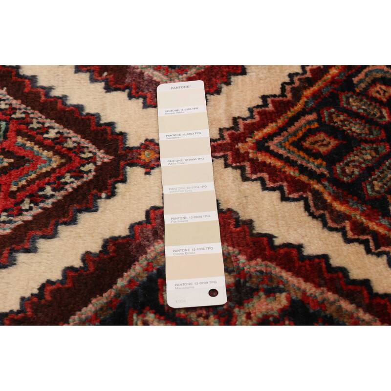 ECARPETGALLERY Hand-knotted Andelz Cream, Red Wool Rug - 2'7 x 6'11