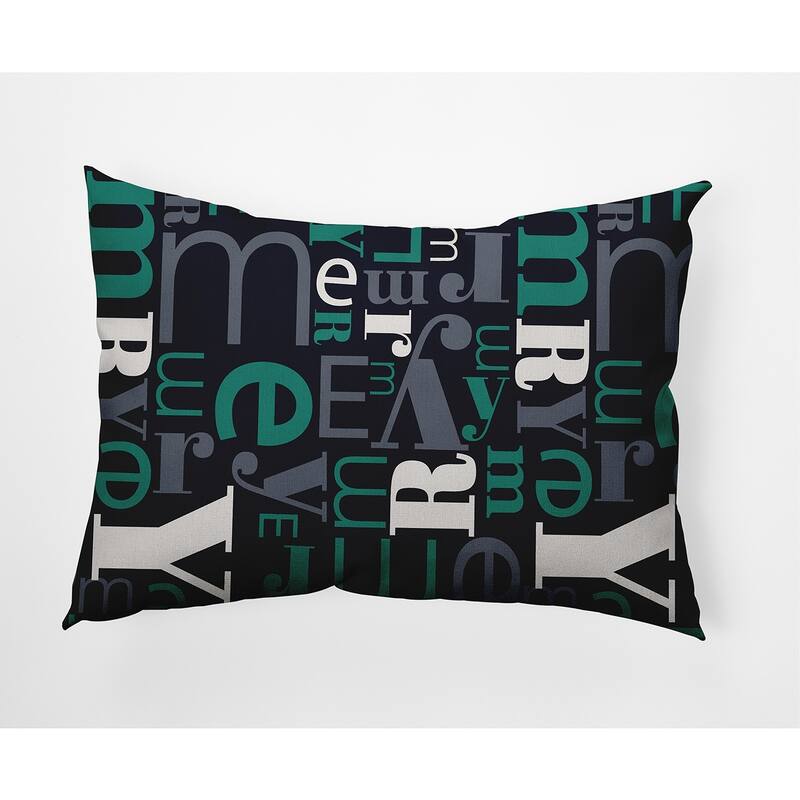 Crazy Merry Christmas Soft Spun Polyester Indoor/Outdoor Throw Pillow - 14" x 20" - Navy