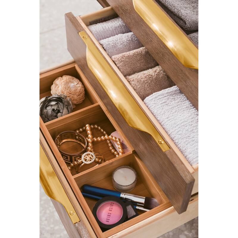 James Martin Vanities Columbia 59" Double Vanity, Latte Oak with Radiant Gold Hardware