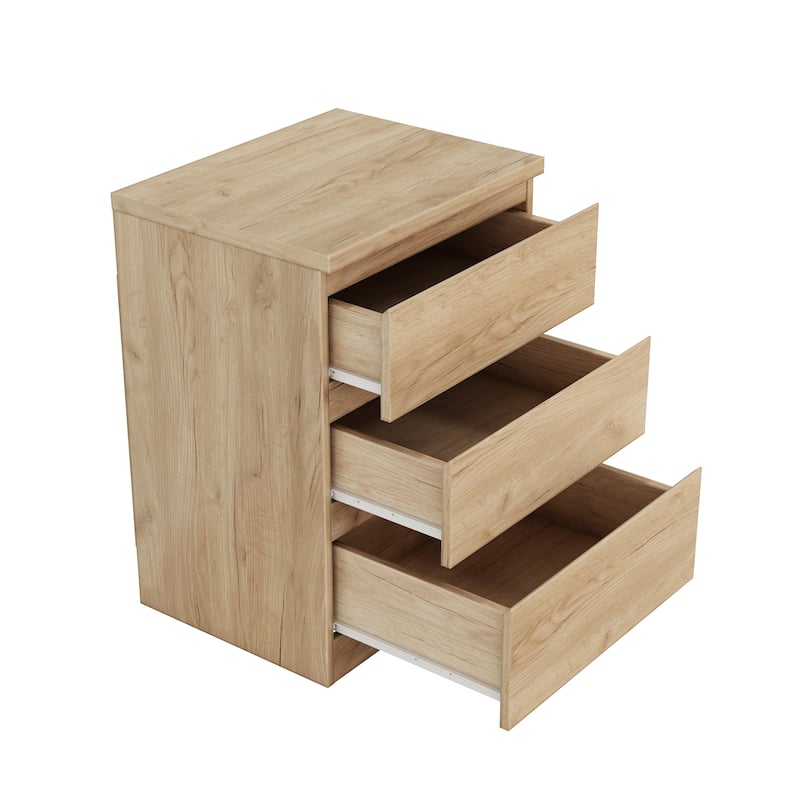 19.7-Inch Nightstand with 3 Drawers, Beside Table with Drawers Handle Free Design,Thickened Top Plate,for Bedroom,Living Room