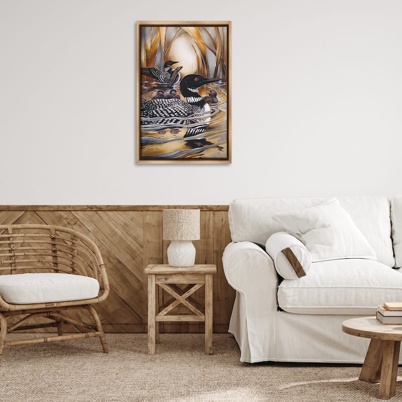 Stupell Loon Family Among Pond Ripples Framed Floater Canvas Wall Art Design By Jody Bergsma