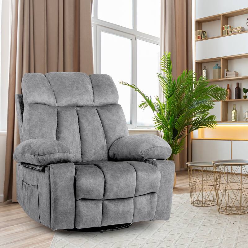 Massage Swivel Rocker Recliner Chair, Ergonomic Lounge Chair with Rocking Function and Side Pocket, USB Charging Port