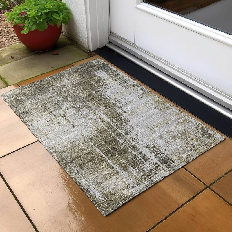 Machine Washable Indoor/ Outdoor Chantille Abstract Ombre Rug - Brown - 1'8" x 2'6"