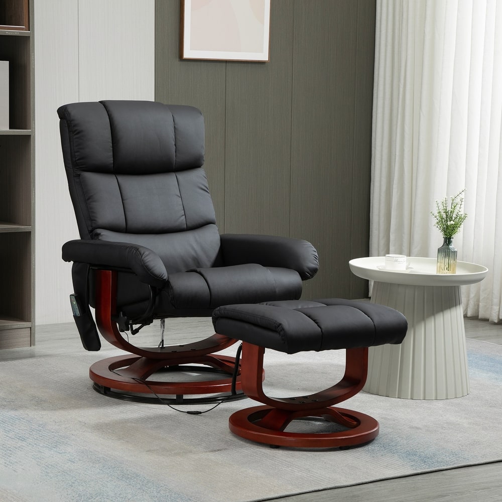 HOMCOM Recliner Chair with Ottoman, Electric Faux Leather Recliner