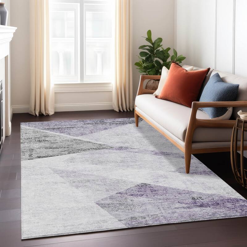 Machine Washable Indoor/ Outdoor Chantille Contemporary Geo Rug