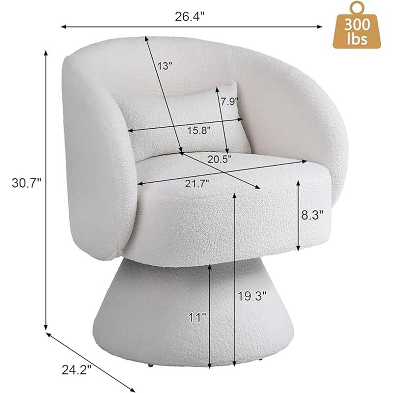 Modern Teddy Swivel Barrel Accent Chair, Set of 1