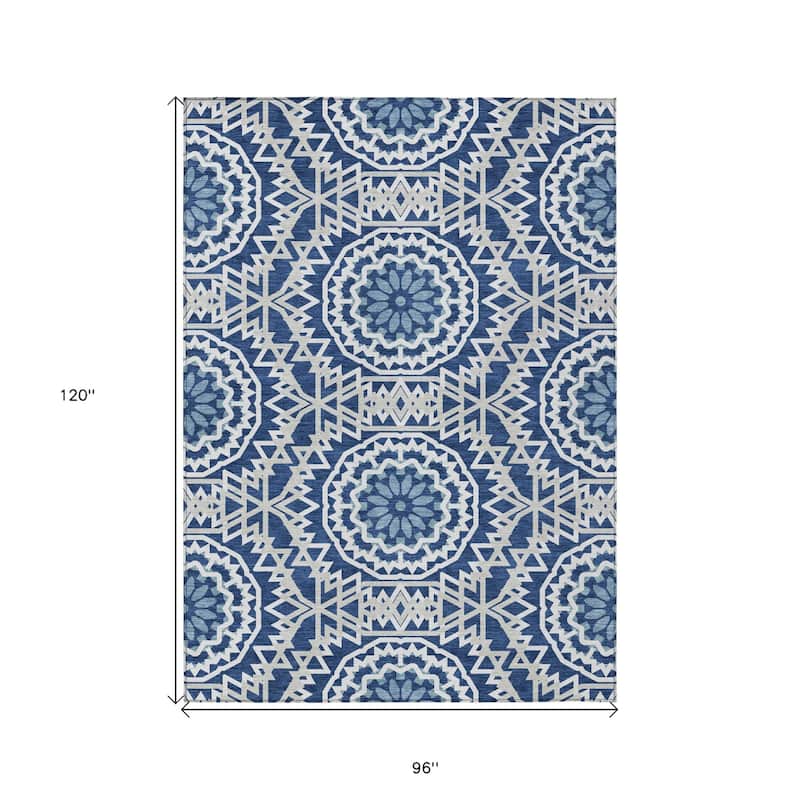 HomeRoots Floral Medallion Transitional Rectangle Outdoor Rug