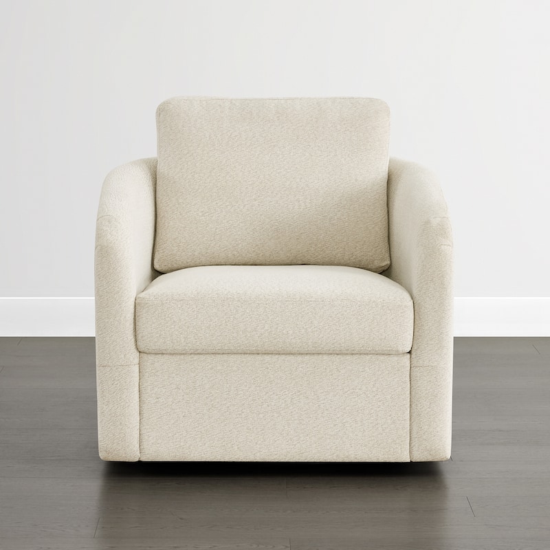 Spruce & Spring Modern Upholstered Swivel Barrel Accent Chair with Ottoman & Removable Slipcover
