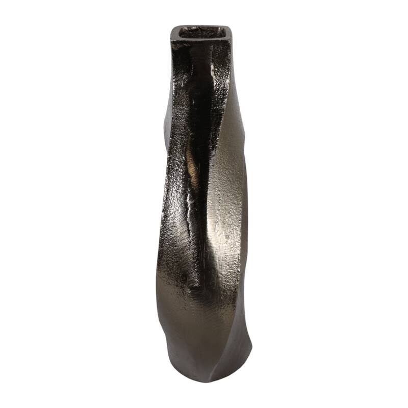 Artistic Metal Swirl Vase with Cut Out Center - Sculptural Flower Vase