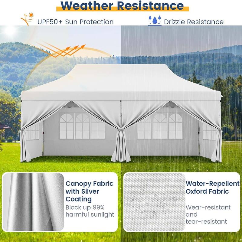 10 x 20FT Pop-up Canopy Instant Canopy Tent w/ Detachable Sidewalls