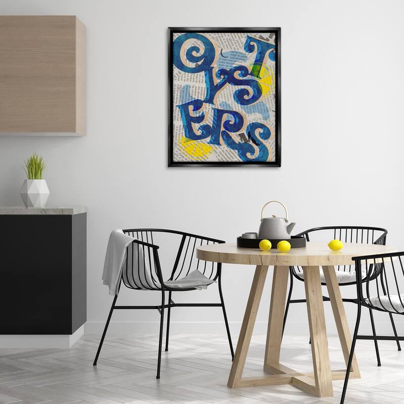 Stupell Classic Retro Oysters Framed Floater Canvas Wall Art Design By Lil' Rue