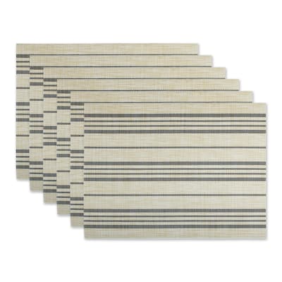 DII French Blue Farmhouse Stripe PVC Woven Placemat