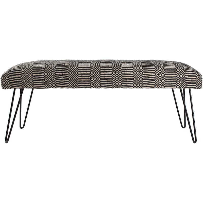 Amaye Mid-Century Modern Cotton and Metal Bench - 18"H x 48"W x 16"D