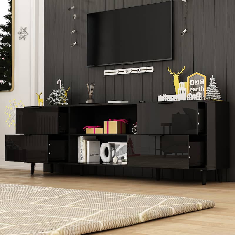 TV Stand with Integrated Electric Fireplace - 12 Flame Modes Cosole