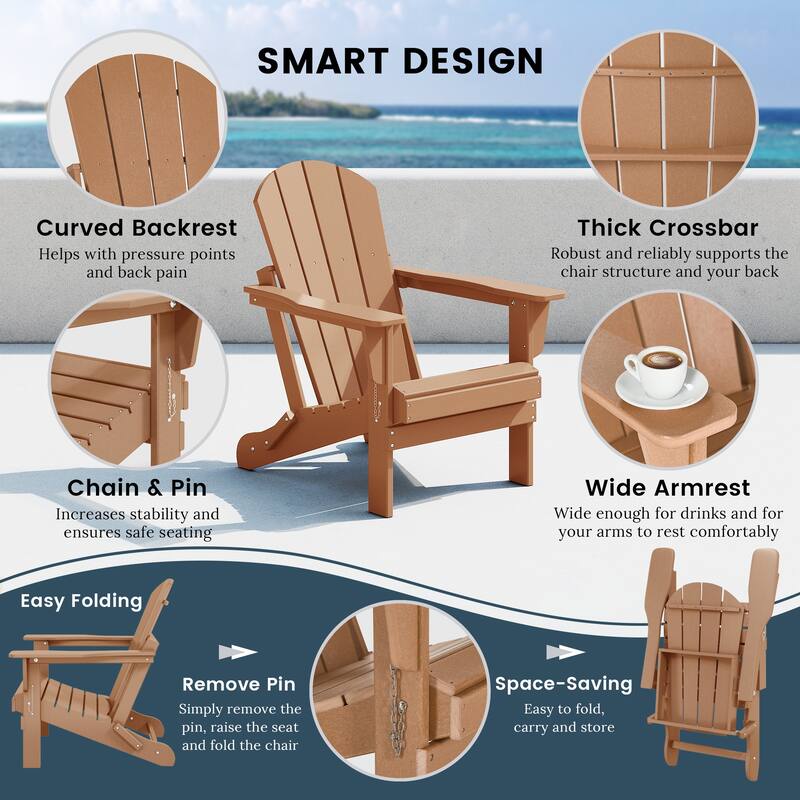 Laguna Outdoor 5-Piece Adirondack Chair With Square Coffee Table Conversation Set