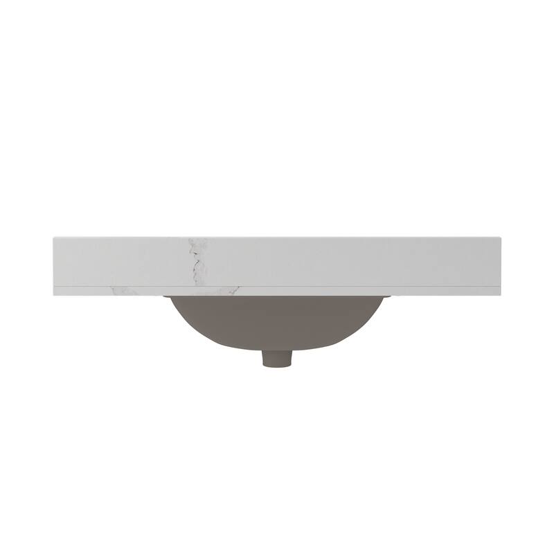 CRAFT + MAIN QZ37221R 37" Quartz Vanity Top with Backsplash and