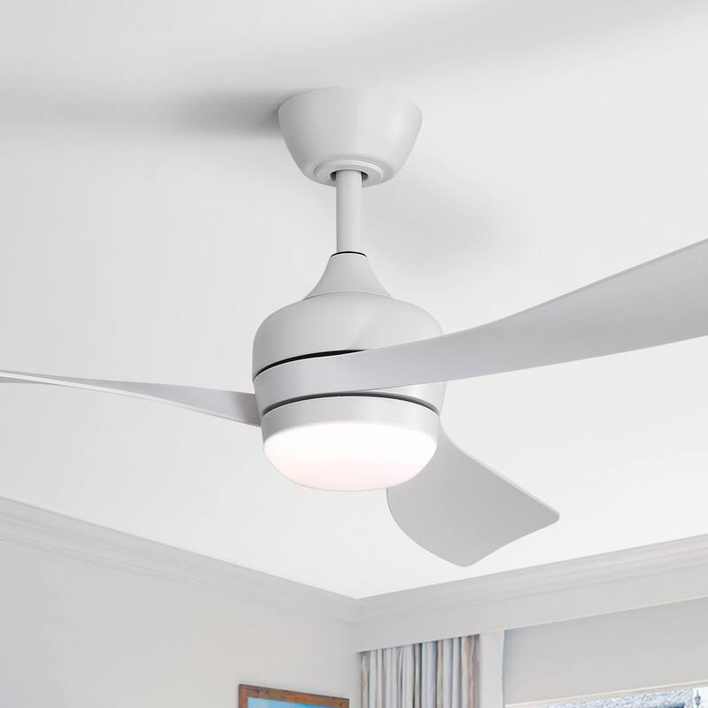 Sofucor 52 Inch Ceiling Fan With Light and Remote Brushed Nickel Low Profile Ceiling Fan 6 Wind Speed - 52in - White