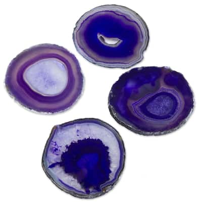 Novica Handmade Lilac Water Drops Agate Coasters (Set Of 4)