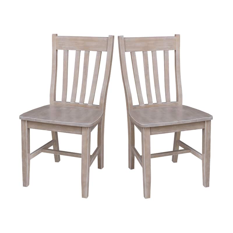 Copper Grove Quince Solid Wood Schoolhouse Chairs, Set of 2 - Washed Gray Taupe