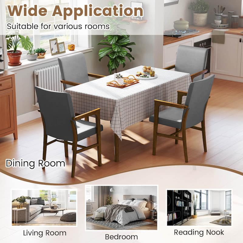 Costway 2/4 PCS Mid-Century Modern Dining Chairs Upholstered Wooden