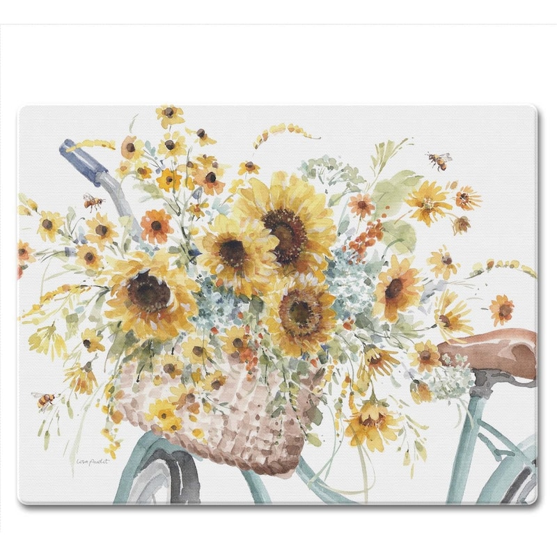 Sunflowers Forever 3mm Heat Tolerant Tempered Glass Cutting Board 10” x 8” Manufactured in the USA Dishwasher Safe - Multi