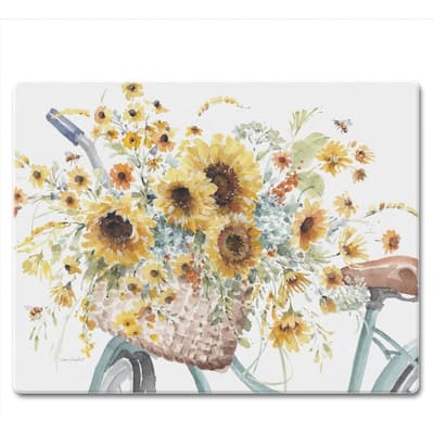 Sunflowers Forever 3mm Heat Tolerant Tempered Glass Cutting Board 10” x 8” Manufactured in the USA Dishwasher Safe