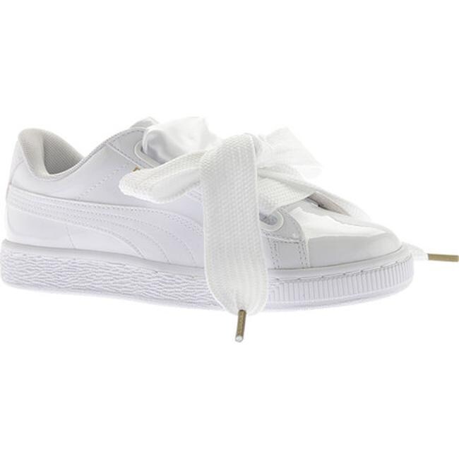 puma basket heart patent white