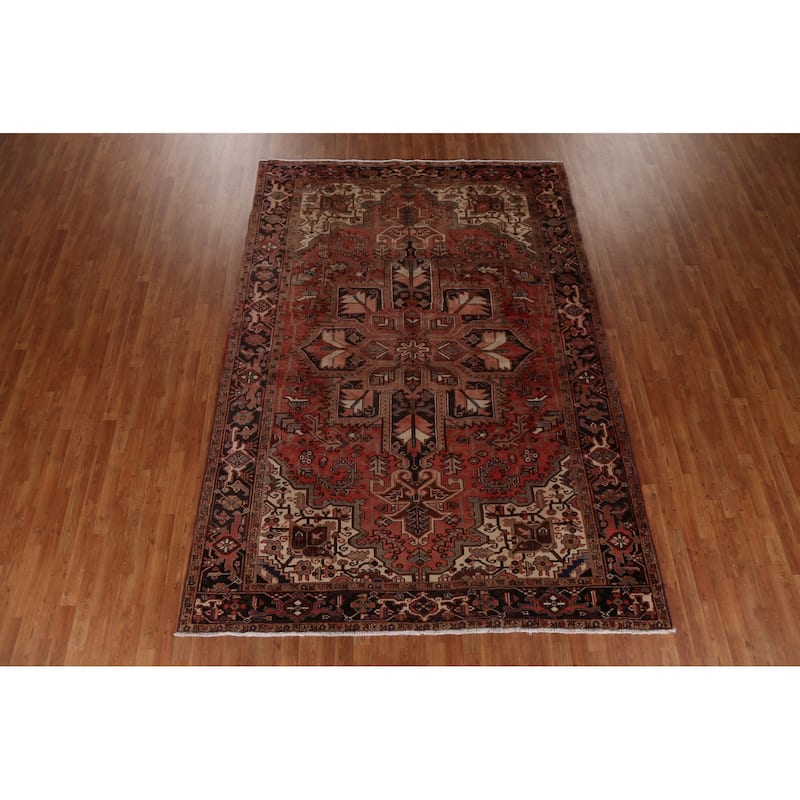 Vintage Geometric Traditional Heriz Persian Wool Area Rug Hand-knotted - 7'5" x 10'7"
