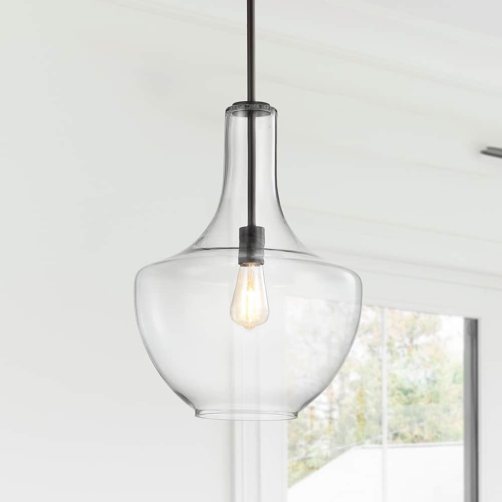Bettina 1- Light Mid-Century Modern Iron/Glass LED Pendant, by JONATHAN Y