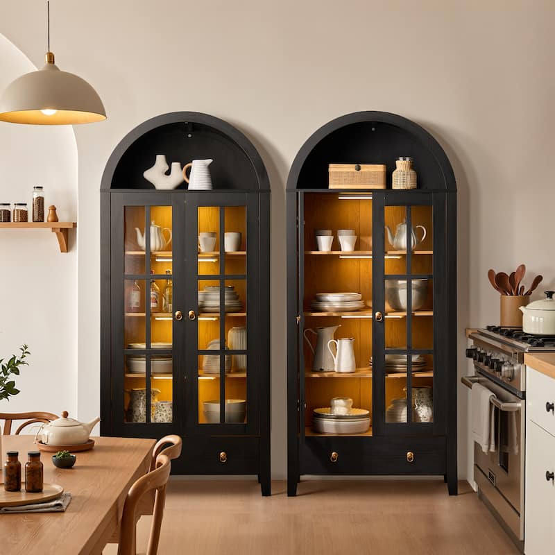 OVIOS Nordic Style Arched Cabinet & Bookshelves