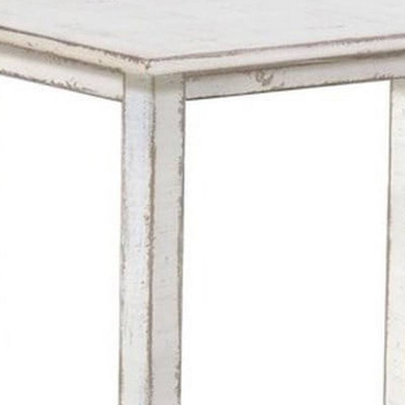Rena Counter Table, 48 Inch Rectangular White Sand Mahogany Wood