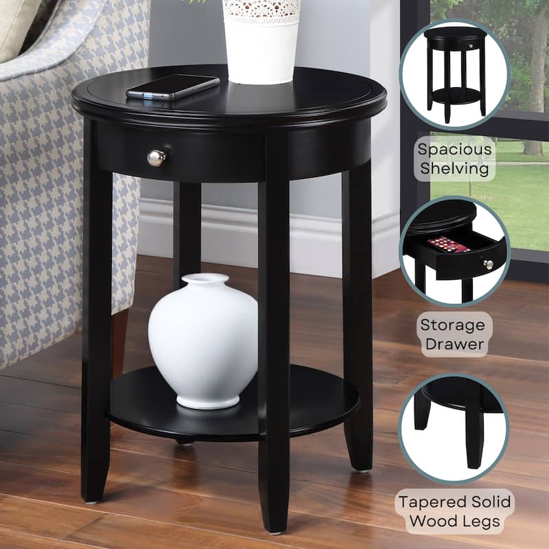 Convenience Concepts American Heritage Baldwin 1 Drawer End Table with Shelf