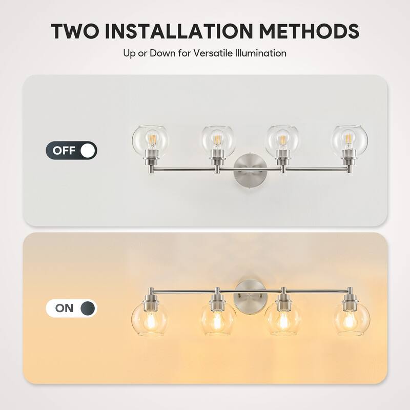 Dimmable Bathroom Vanity Light Globe Glass Shades