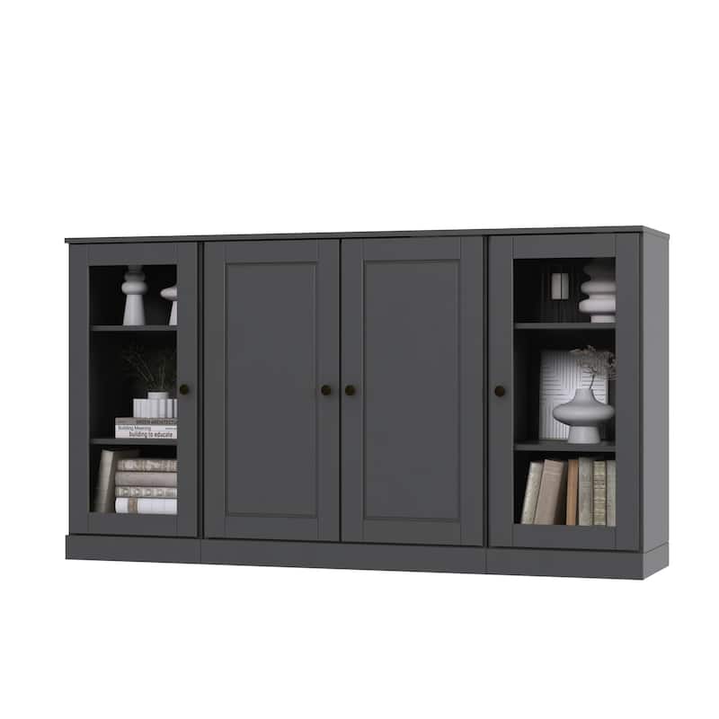 100% Solid Wood 65" Sideboard with Clear, Frosted Glass or Solid Wood Doors by Palace Imports