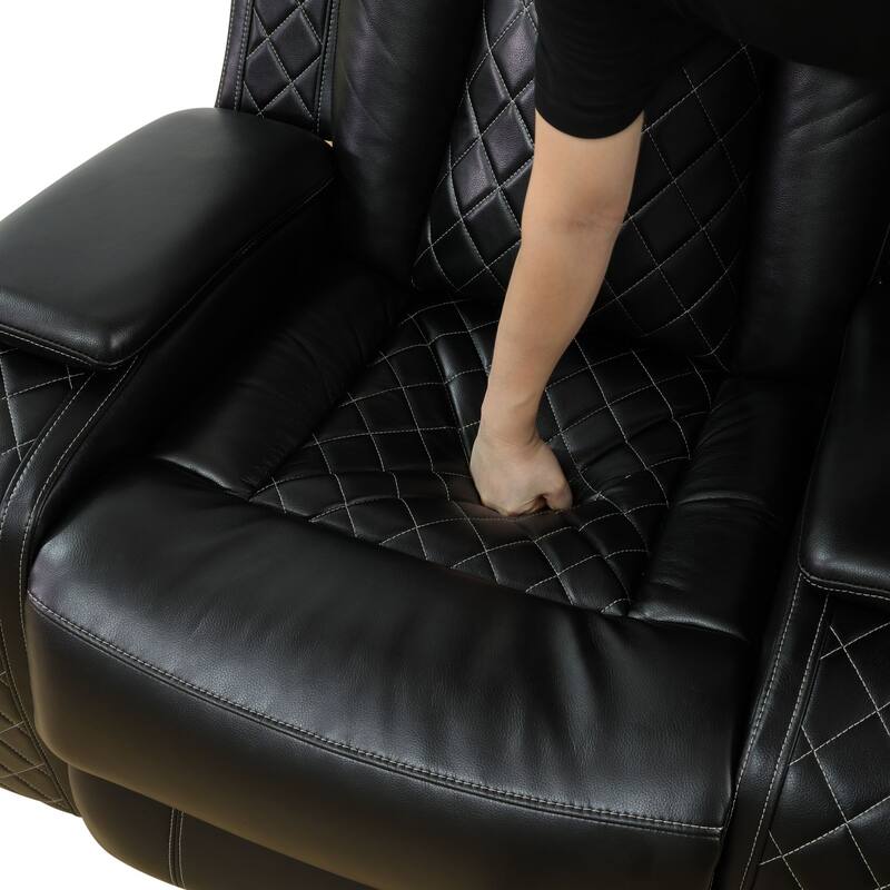 Modern Breathing Leather Recliner Chair with Ambient Lighting and USB-Powered LED