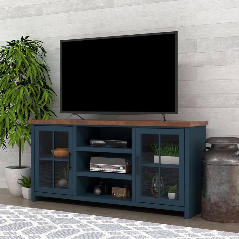 Bridgevine Home Modern Farmhouse 67 inch TV Stand Console for TVs up to 80 inches, No Assembly Required, Two-Tone Finish