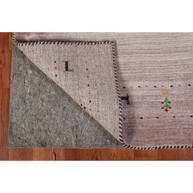 Hand Knotted Oriental 100% Wool Carpet Tribal Animal Pictorial Brown Gabbeh Runner Rug - 9' 10'' X 2' 9''